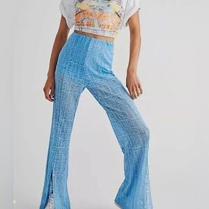 Blue Sheer Flare Pants
